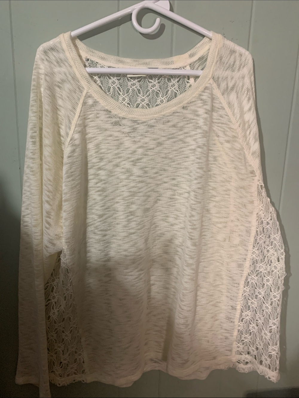 Cato Cream Crochet-Side Lightweight Pullover